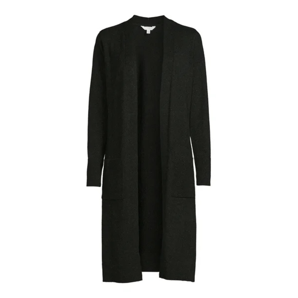 Time and Tru Long Open Front Duster Cardigan Black XS. NWOT
